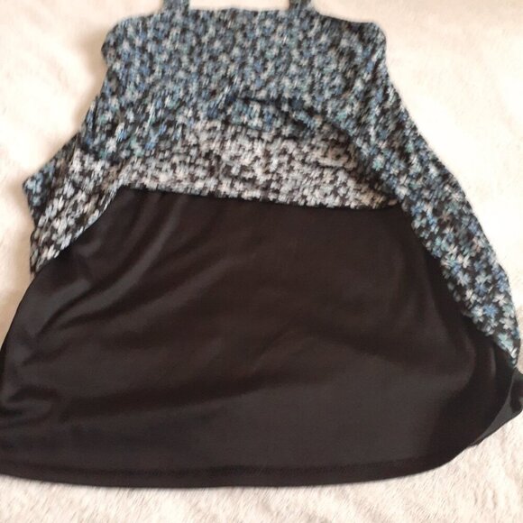 Knitworks Girl's Size XL (16) Blue Ditsy Floral Power Mesh Sleevless 90's Dress - Picture 8 of 10